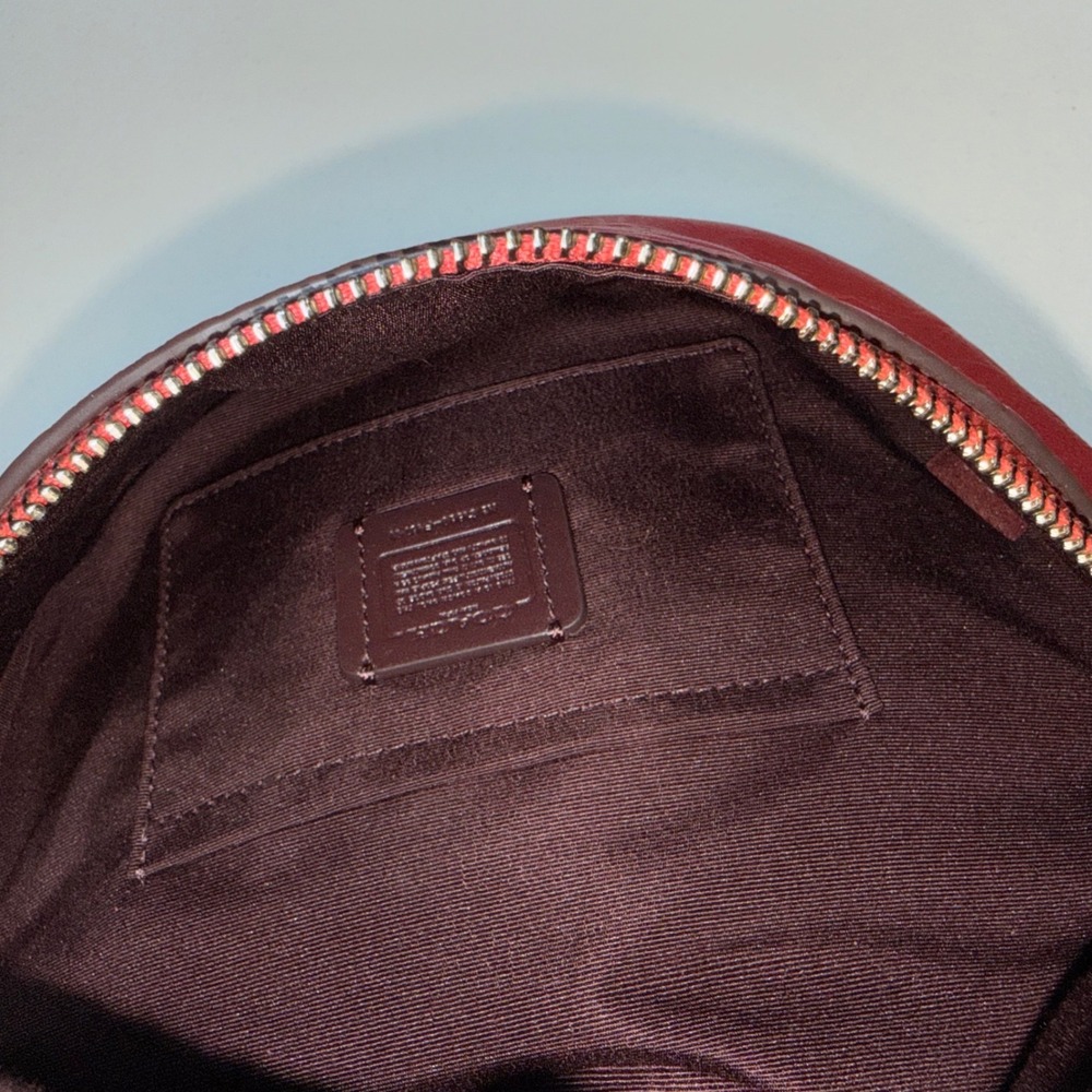 Coach Court Belt Bag Red Signature Embossed Leather Fanny Pack Waist Bag F84711 - Picture 7 of 15